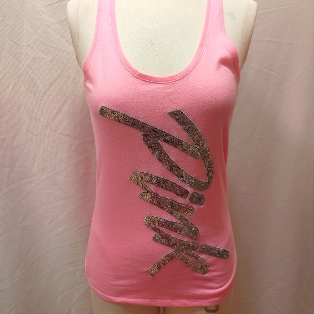 PINK brand bling tank top pink with silver blind PINK logo